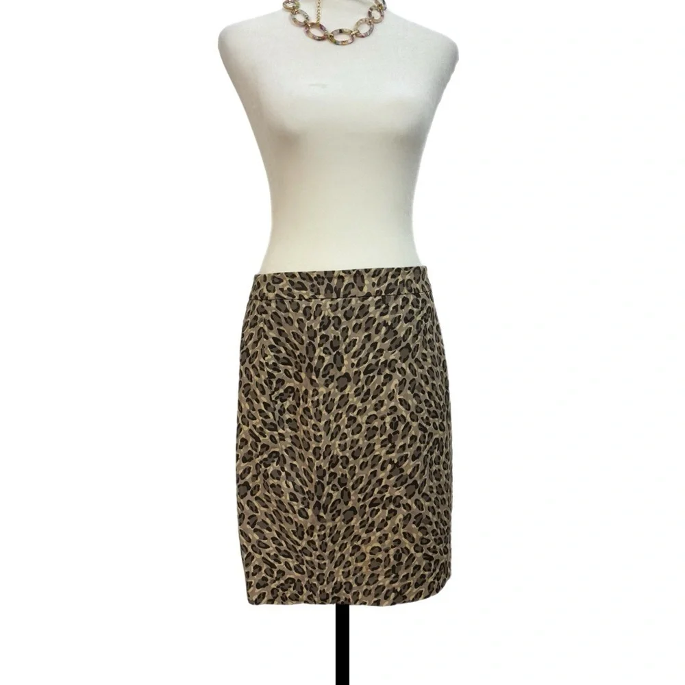 Ann Taylor LOFT Skirt Womens Sz 6 Petite Preppy Animal Print City Chic Pencil